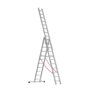 Euroline - Nr. 207 Alu Mehrzweckleiter Allzweckleiter 3 drei teilig mit Quertraverse 3x11 Sprossen 2076111