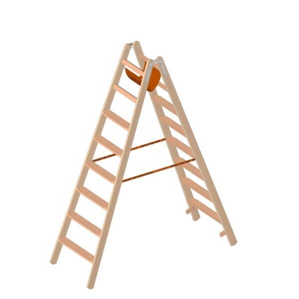 Layher - 1020 Holz Stufenstehleiter 2 x 8 Stufen 1020008