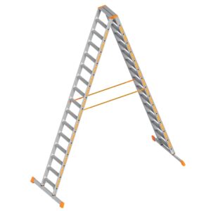 Layher - TOPIC 1043 Stufen Stehleiter mit Traverse 2 x 16 Stufen 1043116