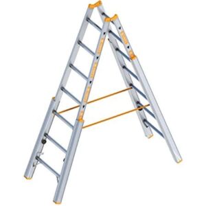 Layher - TOPIC 1061 Treppenstehleiter Teleskopleiter Treppenleiter 2 x 7 Sprossen 1061007